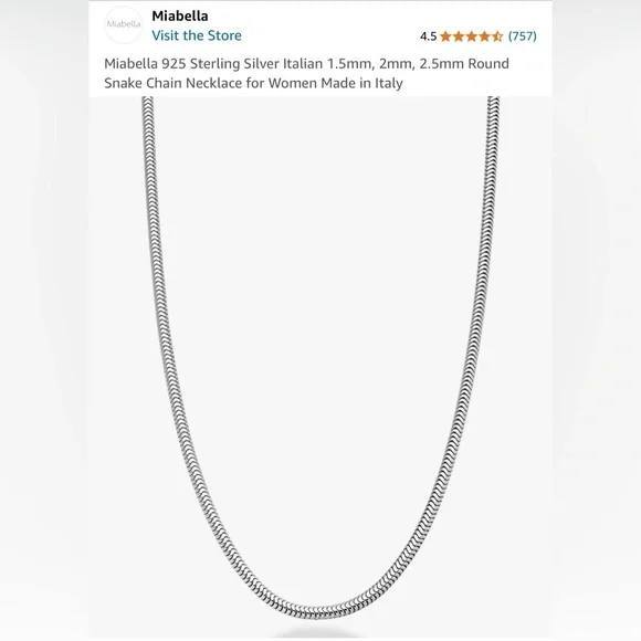 NWT Miabella Italian Snake Chain - Picture 3 of 5